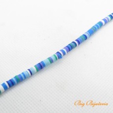 Disco de fimo 4mm multi color azul 1 fio