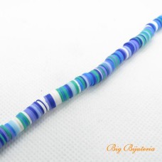 Disco de fimo 6 mm multi color azul 1 fio