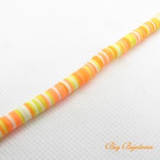 Disco de fimo 6 mm multi color laranja 1 fio