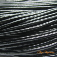 Fio de couro natural preto 2 mm 1 metro