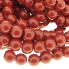 Pérola de Vidro Vermelho 6 mm Fio 129  unidades