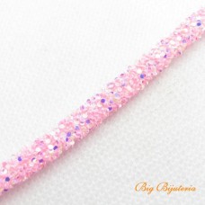 Cordão de PU 6 mm gliter acrilico rosa chiclete um metro